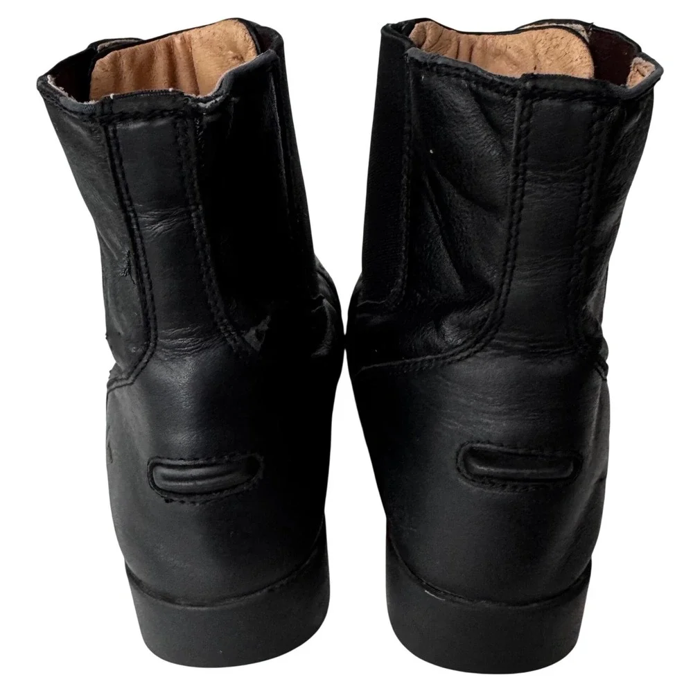 TuffRider Paddock Boots Kids EU 36 Black Good Leather Front Zip Cap Toe RN 51957
